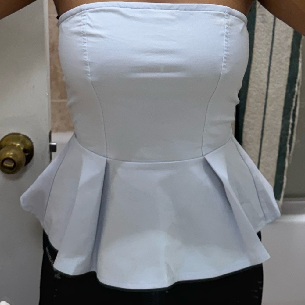 H&M Light blue Peplum Top Fitted SIZE- S